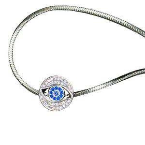 Dazzling Sterling Silver 925 Evil Eye Necklace with Blue Accents